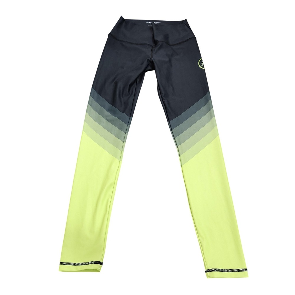 Pokémon Center Leggings Womens M Black Yellow Stripe Compression Yoga Running